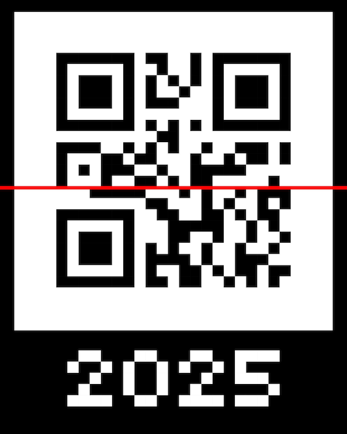 Números de código qr reales con línea de escaneo roja modelo de diseño de concepto de código de barras de nuevo año vector eps