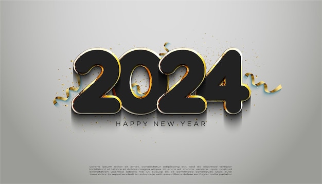 números de color simples y limpios para el diseño premium de vector de celebración de año nuevo 2024