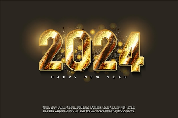 números y colores texturizados combinados para el diseño premium de vector de celebración de año nuevo 2024