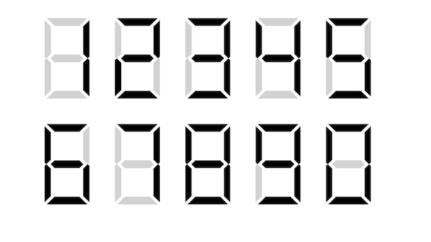 Números digitales Número de visualización de elementos aislados Calculadora digital Conjunto de números de reloj
