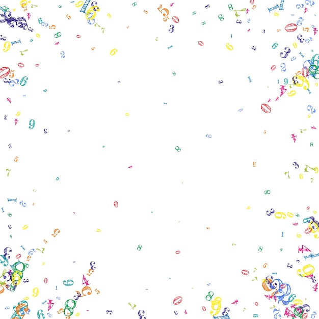 Números y dígitos voladores de colores Matemáticas escolares