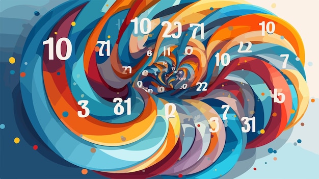 Números dimensionales dinámicos con efecto de rotación Diseño de perspectiva abstracta