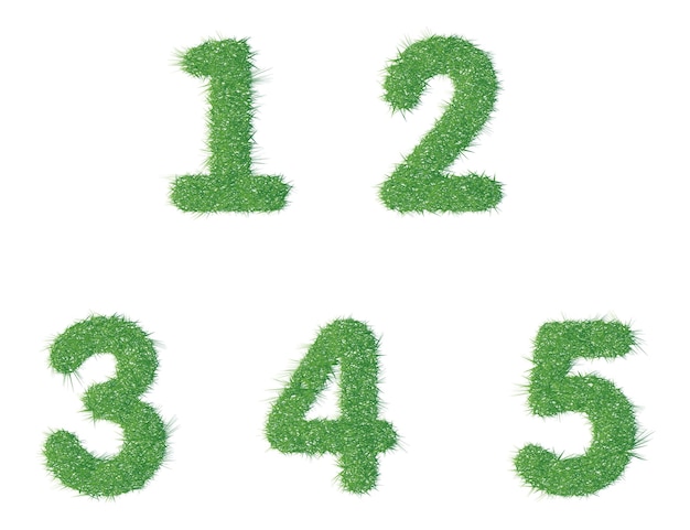 números uno dos tres cuatro cinco textura hierba verde