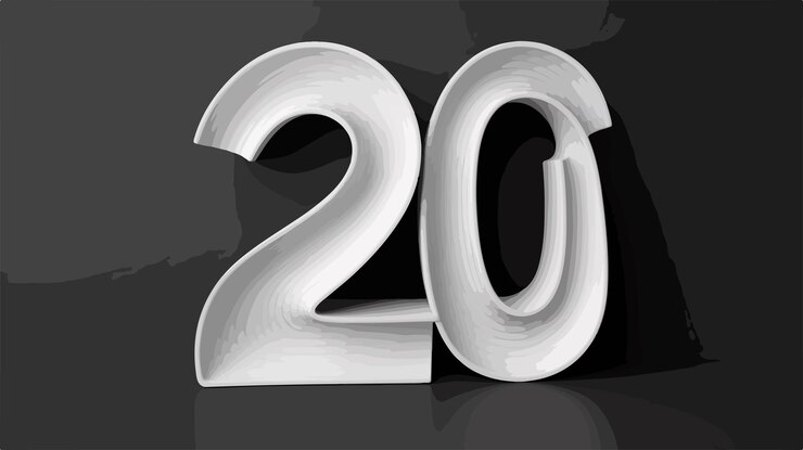 Vector números geométricos 3d en blanco y negro hechos con línea