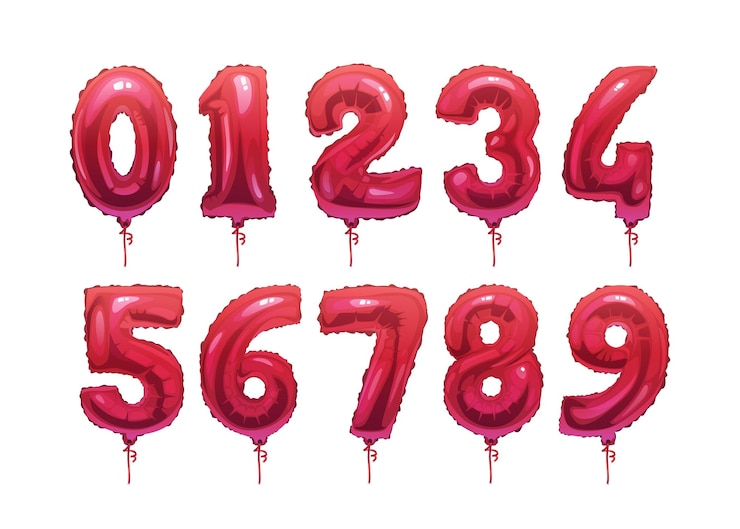 Vector números de globos para decoración de fiestas.