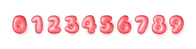 Números de globos rojos 3D establecidos aislados