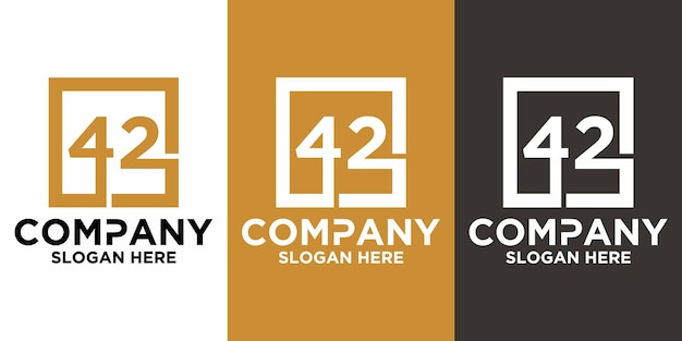 NÚMEROS iniciales de logotipo 4 2 COMBINACIÓN de cuadrados
