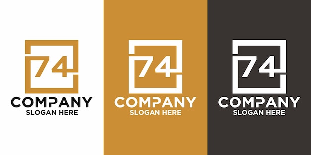 NÚMEROS INICIALES del logotipo 7 4 COMBINACIÓN de cuadrados