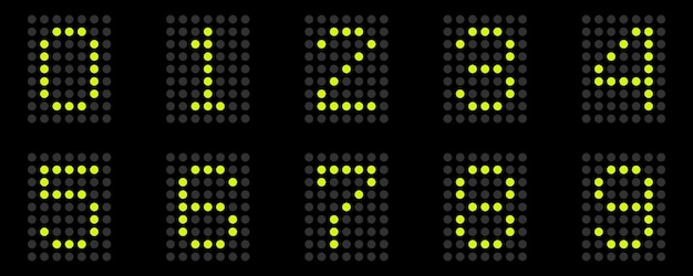 números de luz de neón de 0 a 9