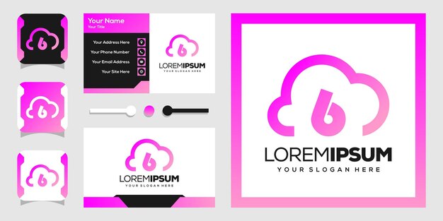 números modernos 6 y diseño de logotipo en la nube
