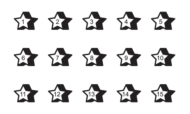 Números de puntos de bala en forma de estrella vectorial
