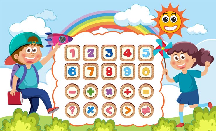 Vector números y símbolos divertidos para niños