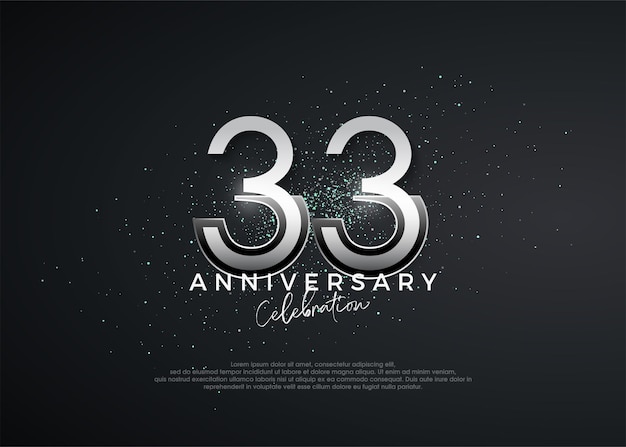 Números simples y elegantes Celebración del 33 aniversario Vector Premium para cartel banner saludo de celebración