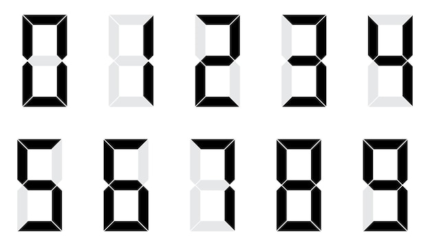Números de visualización digital en el vector de siete segmentos
