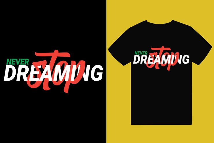 Nunca dejes de soñar con un diseño de camiseta de tipografía única motivacional