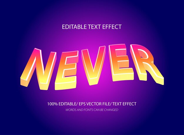 Nunca una plantilla de efecto de texto 3D editable