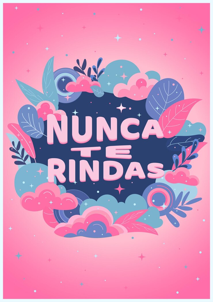 Nunca te rindas cartel motivacional con una plantilla vectorial muy linda