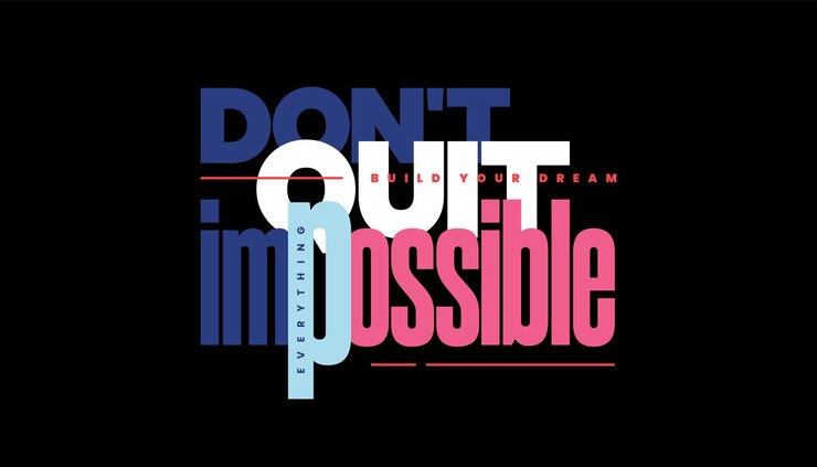 Vector nunca te rindas de nada imposible, permanece fuerte, empodera a la próxima generación, diseño de camisetas de tipografía.