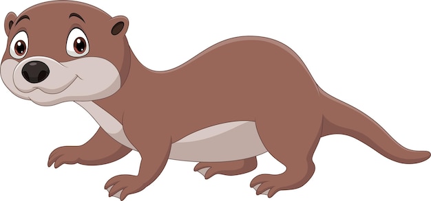 Nutria linda de dibujos animados aislado sobre fondo blanco
