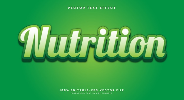 Nutrición 3d efecto de texto editable adecuado para el tema de la naturaleza