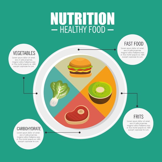 Nutrición alimentos infografía iconos vector ilustración eps 10