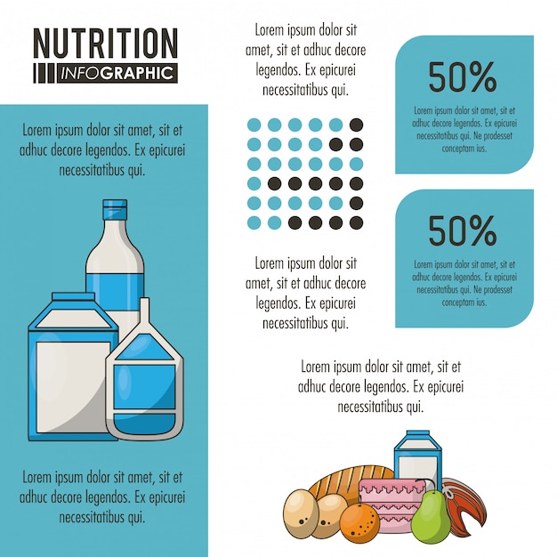 Nutrición y comida azul infografía