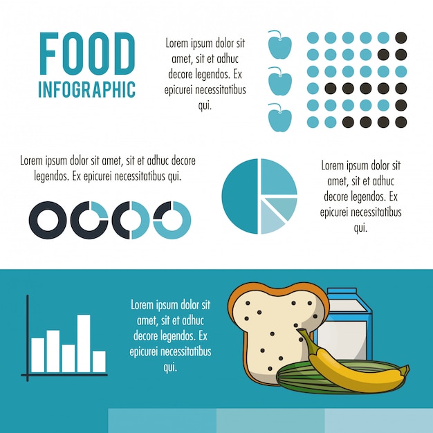 Nutrición y comida azul infografía