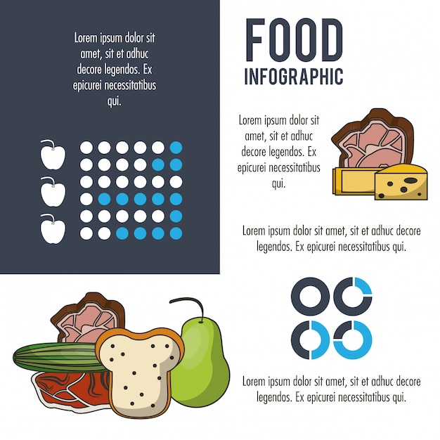 Vector nutrición y comida gris infografía