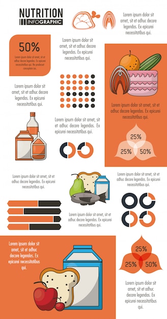 Nutrición y comida naranja infografía