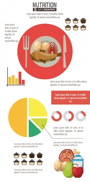 Vector nutrición y comida roja infografía