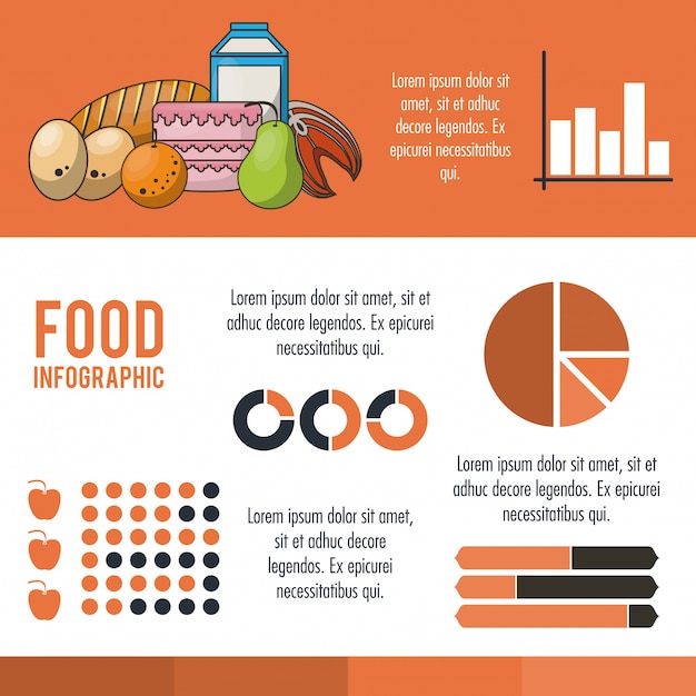 Vector nutrición y comida roja infografía