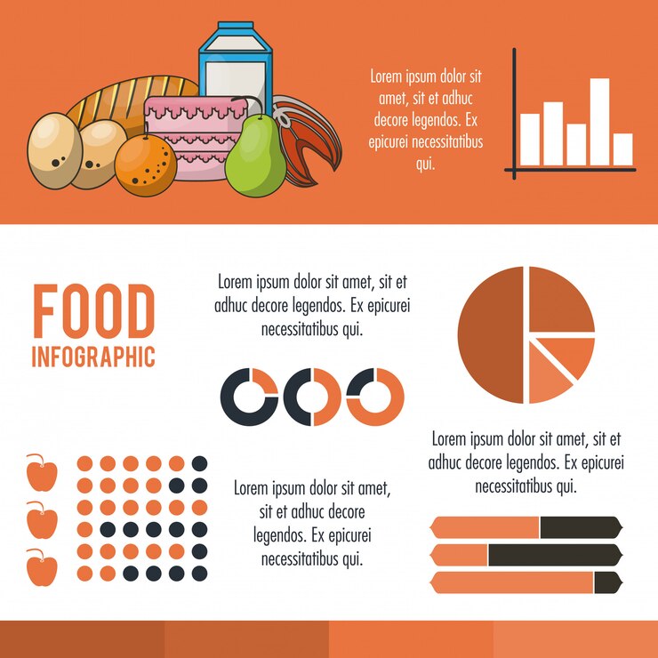 Vector nutrición y comida roja infografía