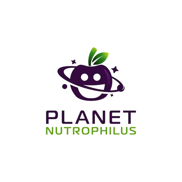 Nutrición de manzana con plantilla de diseño de logotipo de planeta