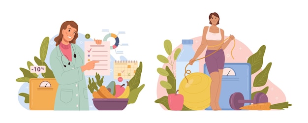 Nutricionista y dietista planean una dieta saludable