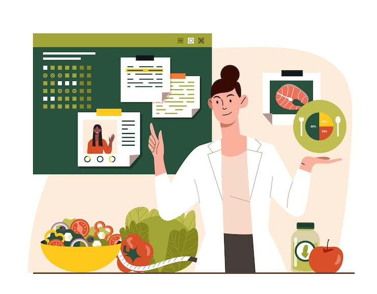 Vector nutricionista en el lugar de trabajo