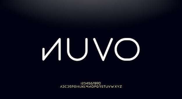 Nuvo, una fuente abstracta alfabeto futurista con tema de tecnología. diseño de tipografía minimalista moderno Premium