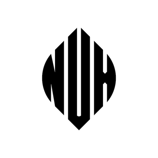 NUX diseño de logotipo de letras circulares con forma de círculo y elipse NUX letras elípticas con estilo tipográfico Las tres iniciales forman un logotipo de círculo NUX círculo emblema monograma abstracto letra marca vector