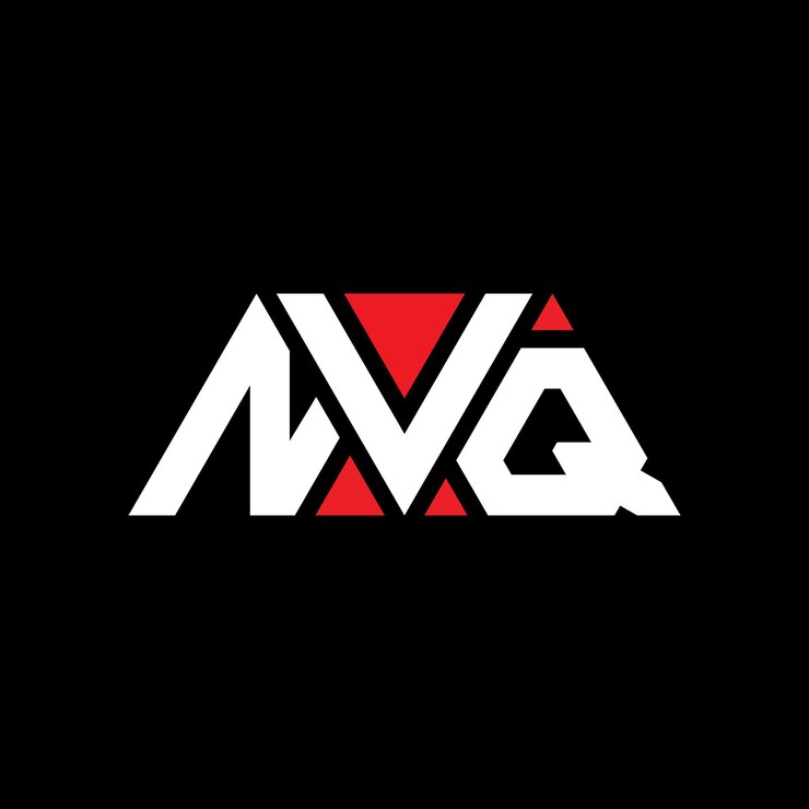 Vector nvq diseño de logotipo de letra triangular con forma de triángulo nvq diseño del logotipo triángulo monograma nvq triángulo vector modelo de logotipo con color rojo nvq logotipo triangular sencillo elegante y lujoso nvq