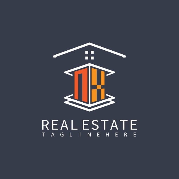 NX Real Estate Carta Monograma Vector Logo de la casa o el edificio Forma de todos los logotipos