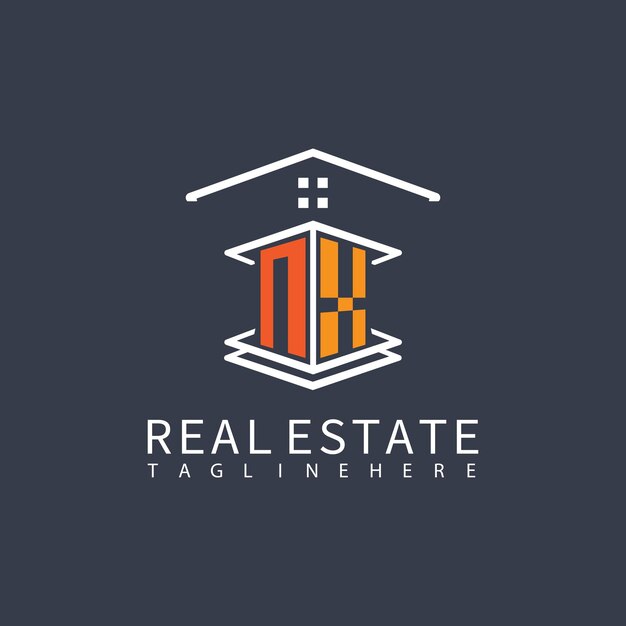 Vector nx real estate carta monograma vector logo de la casa o el edificio forma de todos los logotipos