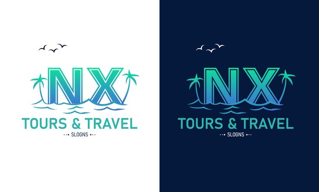 NX XN con diseño de logotipo de viajes creativos Inicial de viajes de verano Icon Vector de logotipo