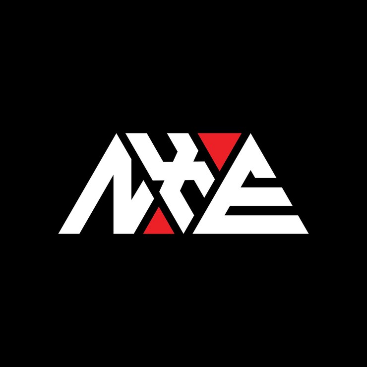 Vector nxe triángulo letra diseño de logotipo con forma de triángulo nxe logotipo triángulo diseño monograma nxe modelo de logotipo vectorial triángulo con color rojo nxe logotipo triangular sencillo elegante y lujoso nxe