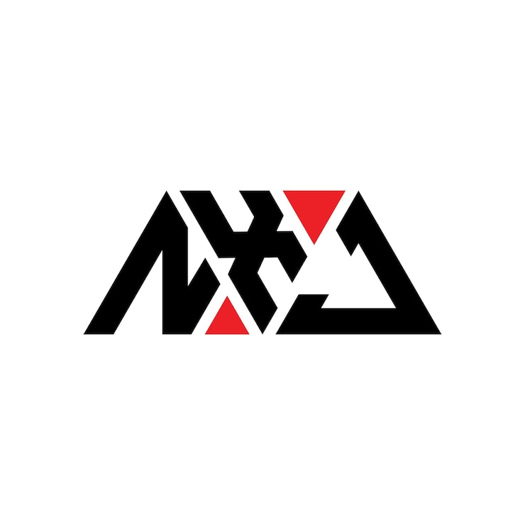 Vector nxj diseño de logotipo de letra triangular con forma de triángulo nxj diseñador de logotipo triangular monograma nxj triángulo vectorial plantilla de logotipo con color rojo nxj símbolo triangular sencillo elegante y lujoso nxj