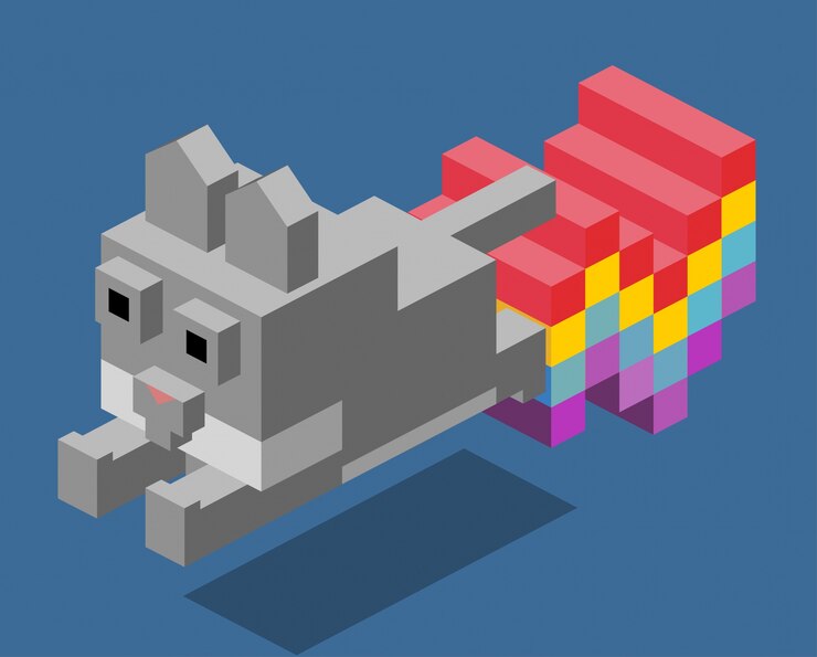 Vector nyan cat 3d pixelate