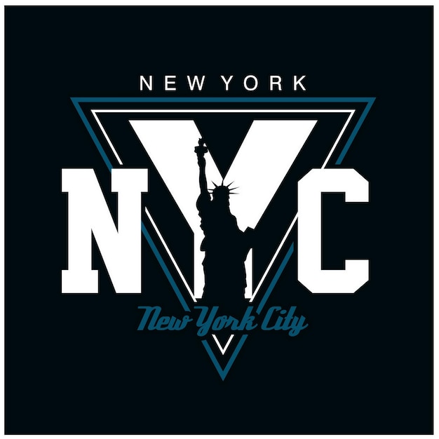 NYC New york city shield logo skyline y tipografía diseño en ilustración vectorial