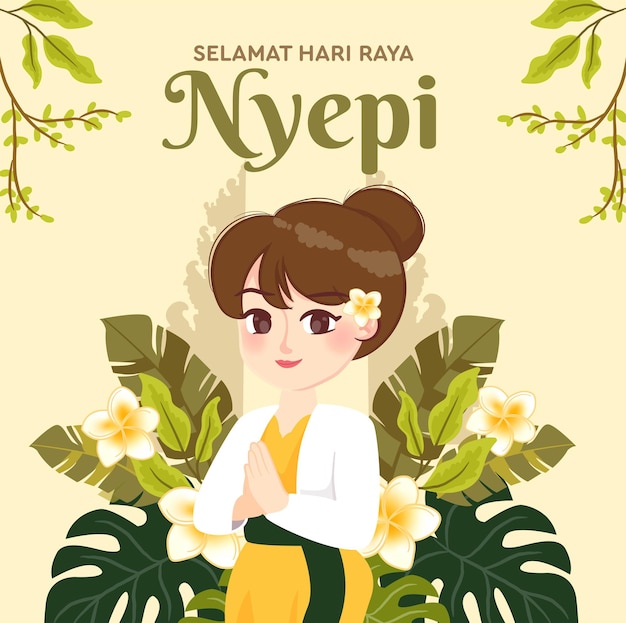 Vector nyepi saludo cartel banner balis día del silencio