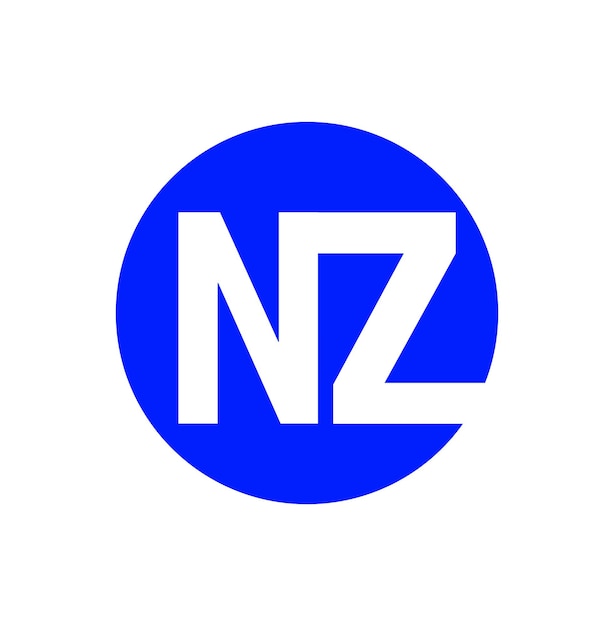 NZ Letters Comapny monograma inicial letras NZ en redondo azul