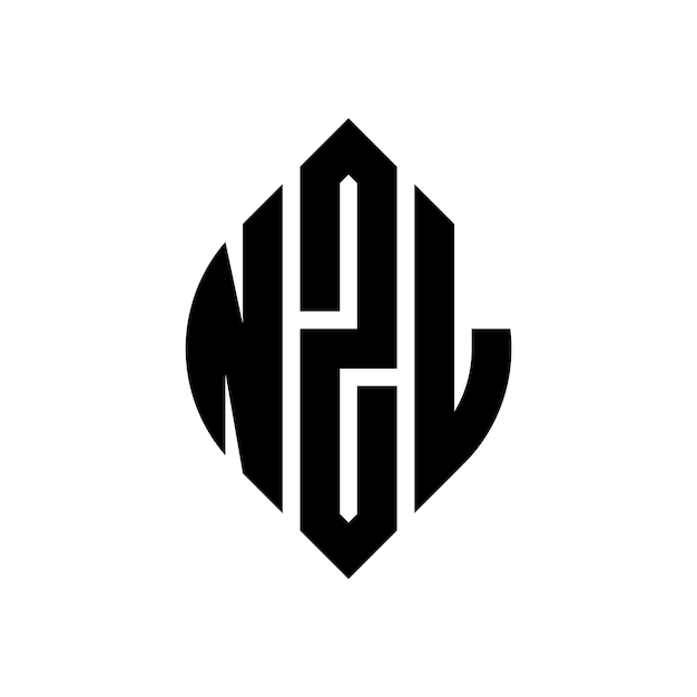 NZL diseño de logotipo de letras circulares con forma de círculo y elipse NZL letras elípticas con estilo tipográfico Las tres iniciales forman un logotipo de círculo NZL círculo emblema monograma abstracto letra marca vector