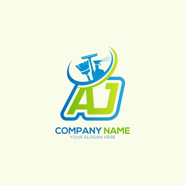 o AJ JA Letra local Vector de logotipo de limpieza Vector del logotipo del servicio de limpieja