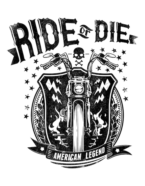 o Die American Legend Motorcycle Ride Design (Diseño de motocicletas de la leyenda americana)